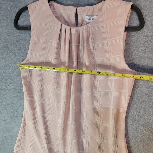 Calvin Klein Womens Top SZ Small Blouse Sleeveless Pleated Neutral Blush - Picture 6 of 13